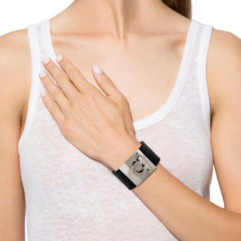 Salvatore Ferragamo Gancini Leather Cuff Bracelet